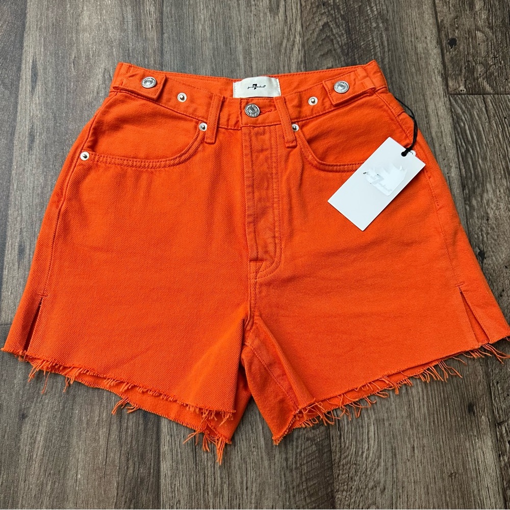 7 For All Mankind Easy Ruby Cutoff Denim Shorts Women’s Size 23 Orange